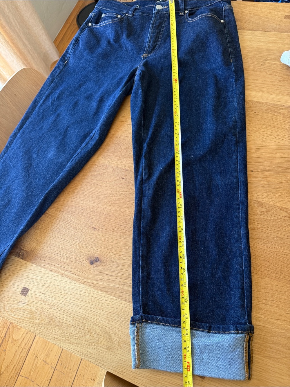 Universal Standard High-waist Dark Indigo Straight Jeans with Cuff - Picture 15 of 16